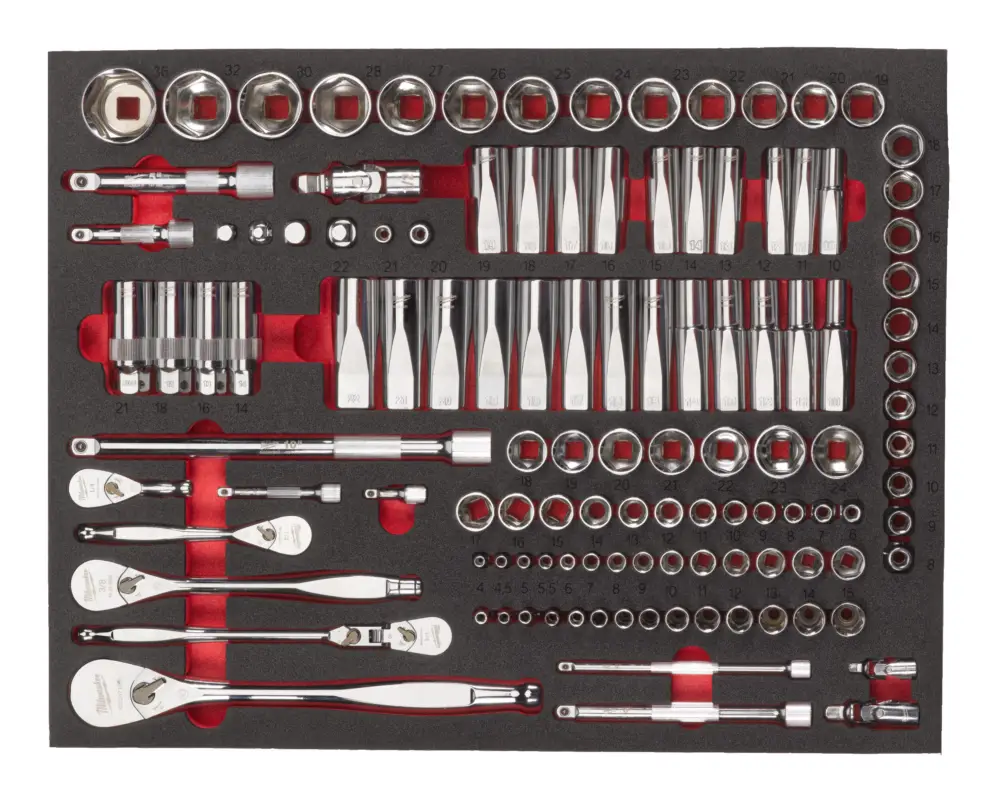 Milwaukee Ratschen-Einlage 1/4", 3/8" und 1/2" für Werkstattwagen - 119-teilig Finale Aktion