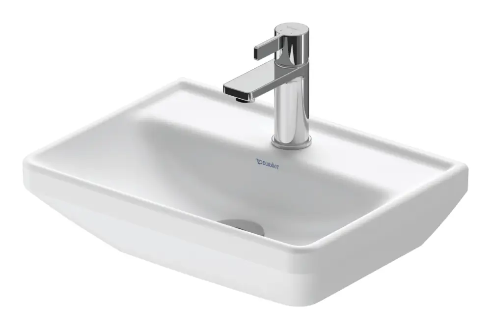 Duravit D-Neo Handwaschbecken mit 1 Hahnloch ohne Überlauf 450 x 335 mm - Weiß Seidenmatt Neue Kollektion