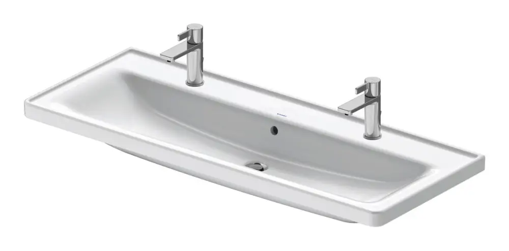 Duravit D-Neo Waschtisch mit 2 Hahnlöchern mit Überlauf 1205 x 480 mm - Weiß Hochglanz Neue Ware