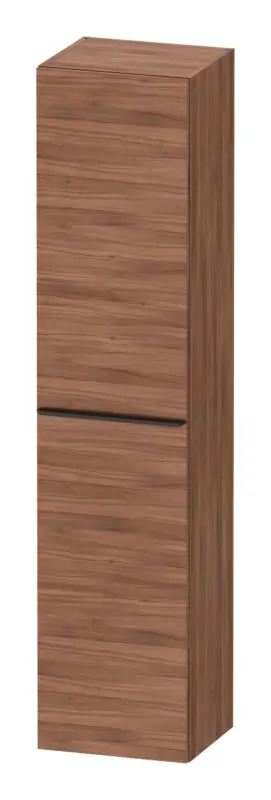 Ausverkauf Duravit D-Neo Hochschrank mit 1 Tür Anschlag rechts Griff Diamantschwarz Matt 400 x 1760 x 360 mm - Nussbaum Natur Matt