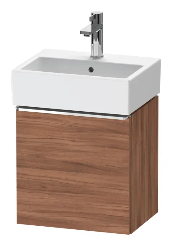 Must-Have Duravit D-Neo Waschtischunterschrank mit 1 Tür Anschlag links Griff Chrom Hochglanz 434 x 440 x 322 mm - Nussbaum Natur Matt