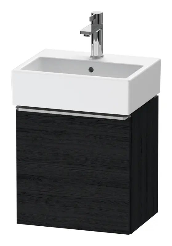 Letzte Chance Duravit D-Neo Waschtischunterschrank mit 1 Tür Anschlag links Griff Edelstahl Gebürstet 434 x 440 x 322 mm - Eiche Schwarz Matt