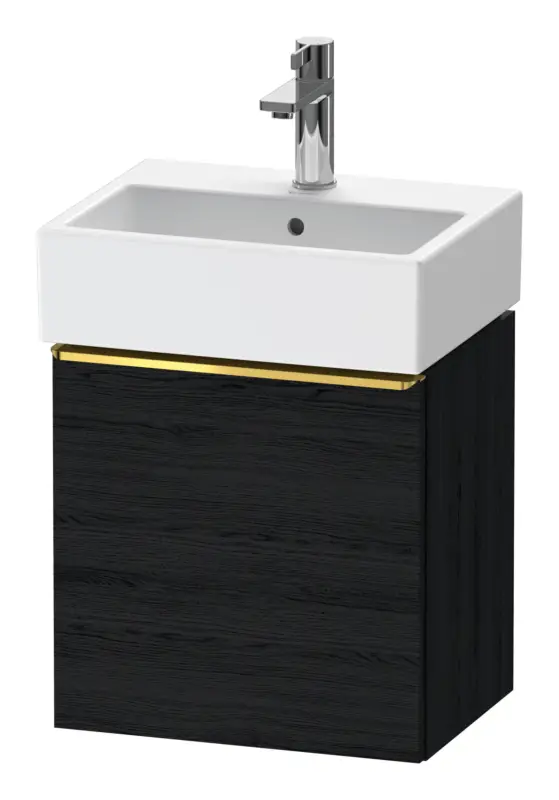 Ausverkauf Duravit D-Neo Waschtischunterschrank mit 1 Tür Anschlag rechts Griff Gold Poliert 434 x 440 x 322 mm - Eiche Schwarz Matt