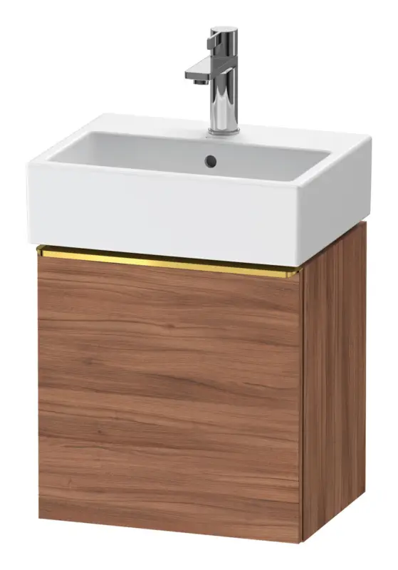 Ausverkauf Duravit D-Neo Waschtischunterschrank mit 1 Tür Anschlag rechts Griff Gold Poliert 434 x 440 x 322 mm - Nussbaum Natur Matt