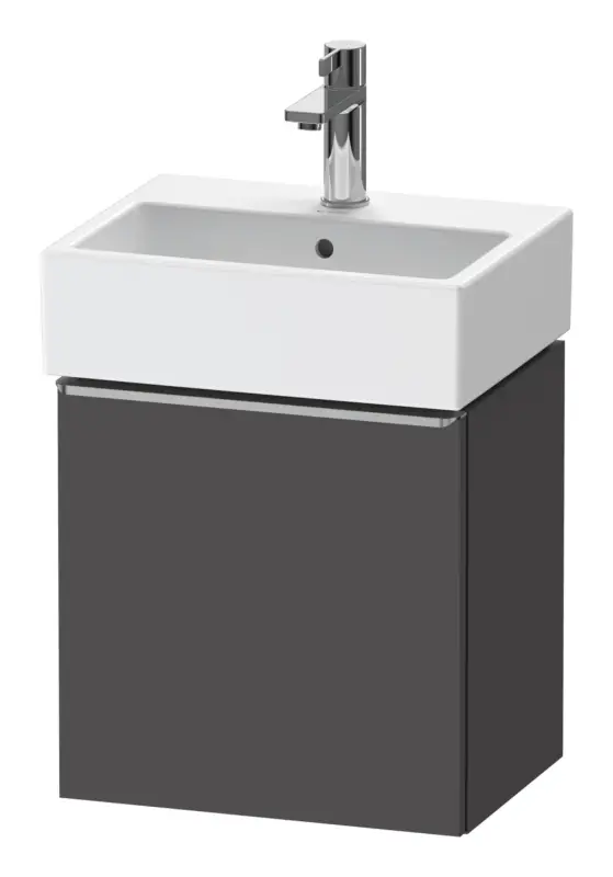 Neue Ware Duravit D-Neo Waschtischunterschrank mit 1 Tür Anschlag rechts Griff Edelstahl Gebürstet 434 x 440 x 322 mm - Graphit Matt