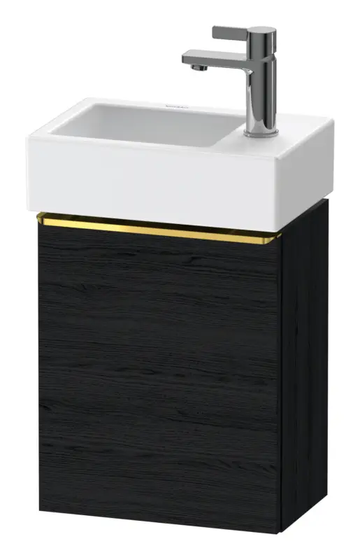 Markenprodukt Duravit D-Neo Waschtischunterschrank mit 1 Tür Anschlag links Griff Gold Poliert 364 x 440 x 222 mm - Eiche Schwarz Matt