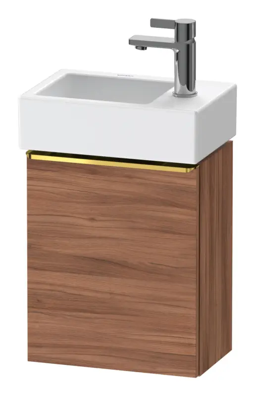 Highlight Duravit D-Neo Waschtischunterschrank mit 1 Tür Anschlag links Griff Gold Poliert 364 x 440 x 222 mm - Nussbaum Natur Matt