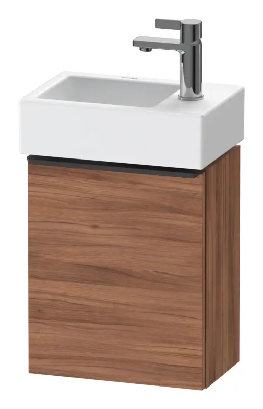 Duravit D-Neo Waschtischunterschrank mit 1 Tür Anschlag links Griff Diamantschwarz Matt 364 x 440 x 222 mm - Nussbaum Natur Matt Geprüft