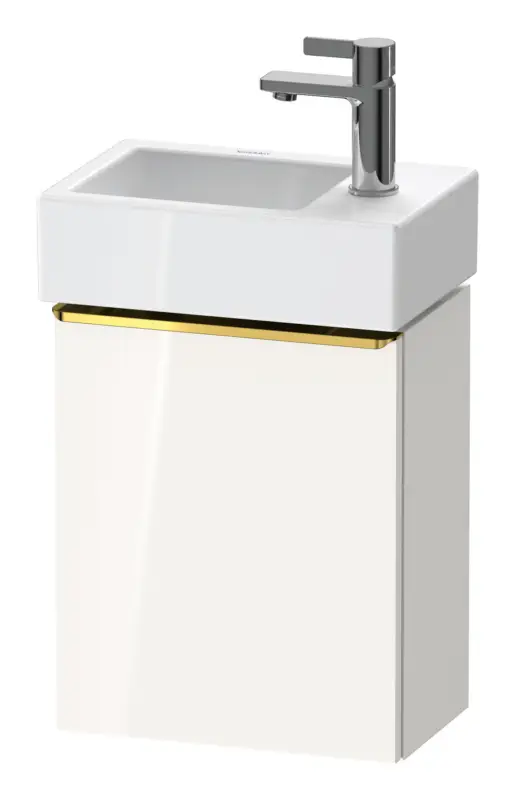 Duravit D-Neo Waschtischunterschrank mit 1 Tür Anschlag rechts Griff Gold Poliert 364 x 440 x 222 mm - Weiß Hochglanz Sonderangebot