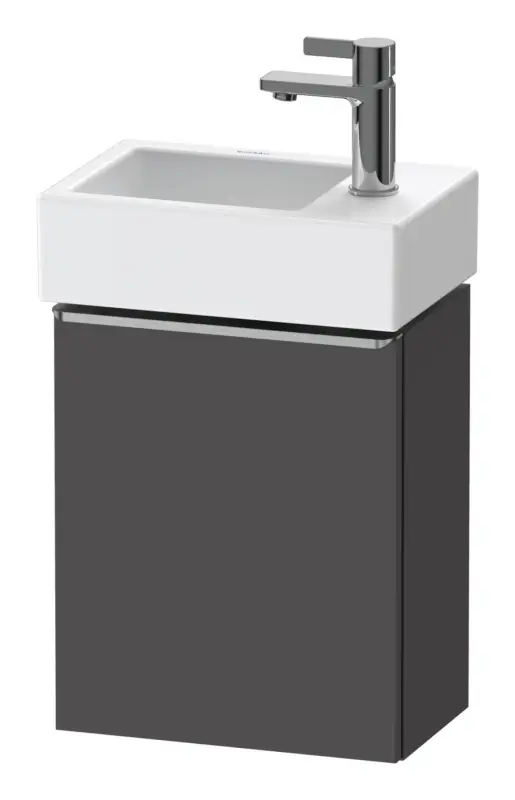 Ausverkauf Duravit D-Neo Waschtischunterschrank mit 1 Tür Anschlag rechts Griff Edelstahl Gebürstet 364 x 440 x 222 mm - Graphit Matt