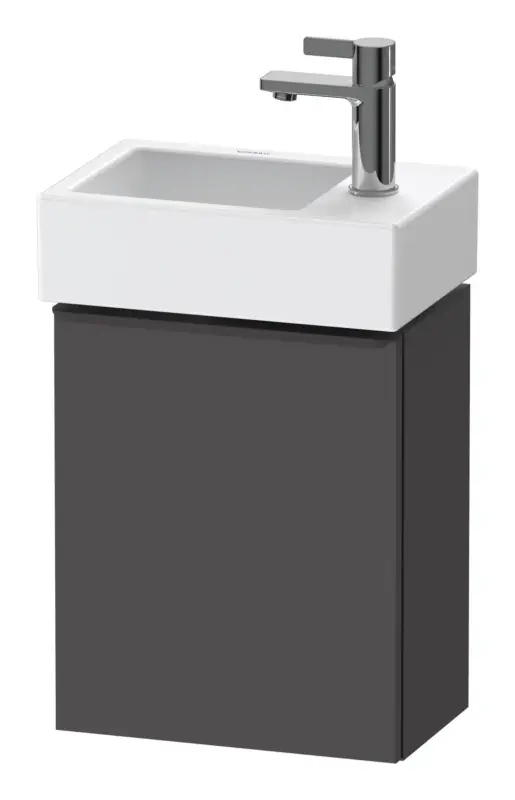 Duravit D-Neo Waschtischunterschrank mit 1 Tür Anschlag rechts Griff Diamantschwarz Matt 364 x 440 x 222 mm - Graphit Matt Direktkauf