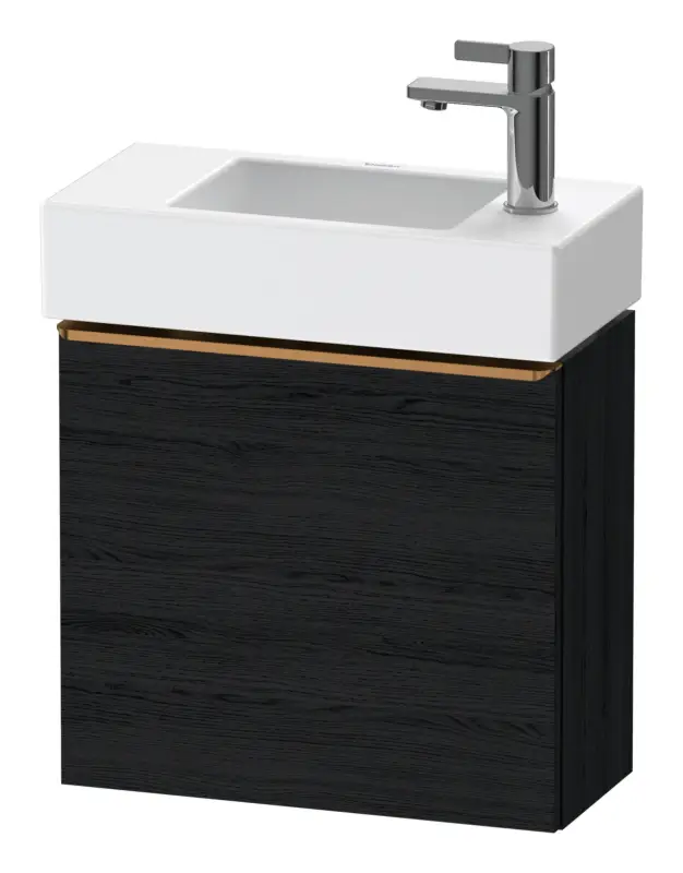Must-Have Duravit D-Neo Waschtischunterschrank mit 1 Tür Anschlag links Griff Bronze Gebürstet 484 x 440 x 222 mm - Eiche Schwarz Matt