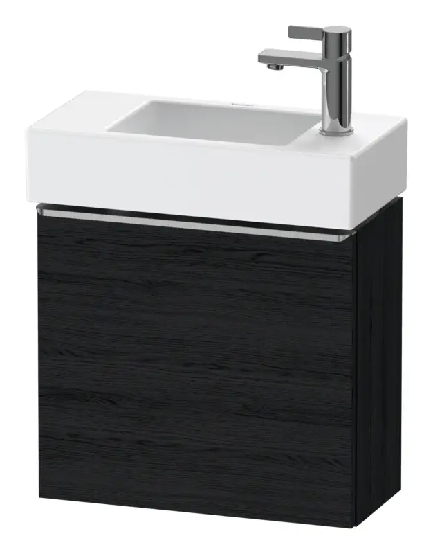 Preiswert Duravit D-Neo Waschtischunterschrank mit 1 Tür Anschlag links Griff Edelstahl Gebürstet 484 x 440 x 222 mm - Eiche Schwarz Matt