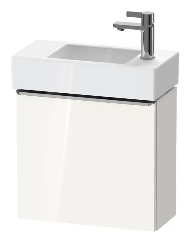 Duravit D-Neo Waschtischunterschrank mit 1 Tür Anschlag links Griff Edelstahl Gebürstet 484 x 440 x 222 mm - Weiß Hochglanz Markenware