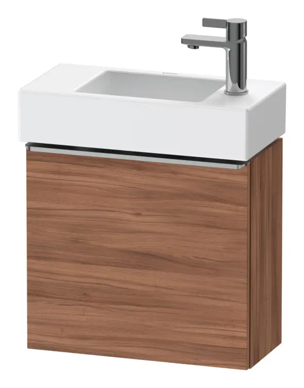 Preisreduziert Duravit D-Neo Waschtischunterschrank mit 1 Tür Anschlag links Griff Edelstahl Gebürstet 484 x 440 x 222 mm - Nussbaum Natur Matt
