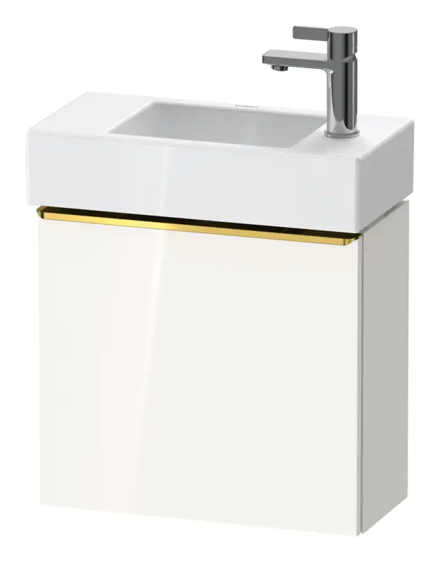 Duravit D-Neo Waschtischunterschrank mit 1 Tür Anschlag rechts Griff Gold Poliert 484 x 440 x 222 mm - Weiß Hochglanz Ausverkauf