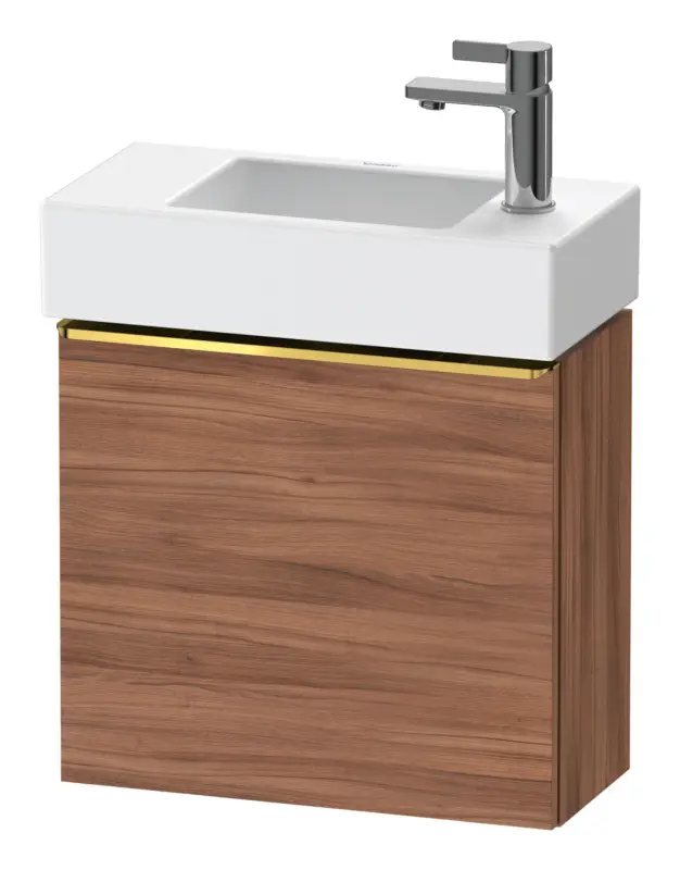 Duravit D-Neo Waschtischunterschrank mit 1 Tür Anschlag rechts Griff Gold Poliert 484 x 440 x 222 mm - Nussbaum Natur Matt Sofort Bestellen