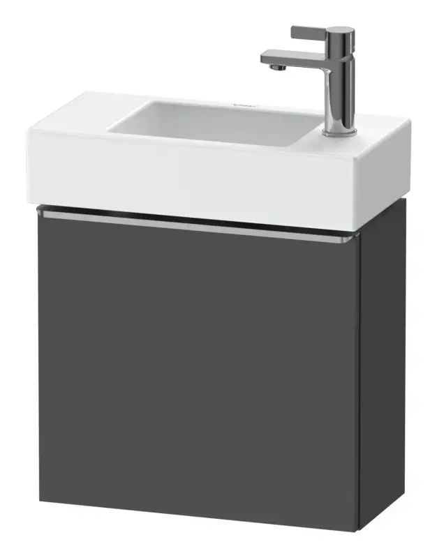 Duravit D-Neo Waschtischunterschrank mit 1 Tür Anschlag rechts Griff Edelstahl Gebürstet 484 x 440 x 222 mm - Graphit Matt Zertifiziert