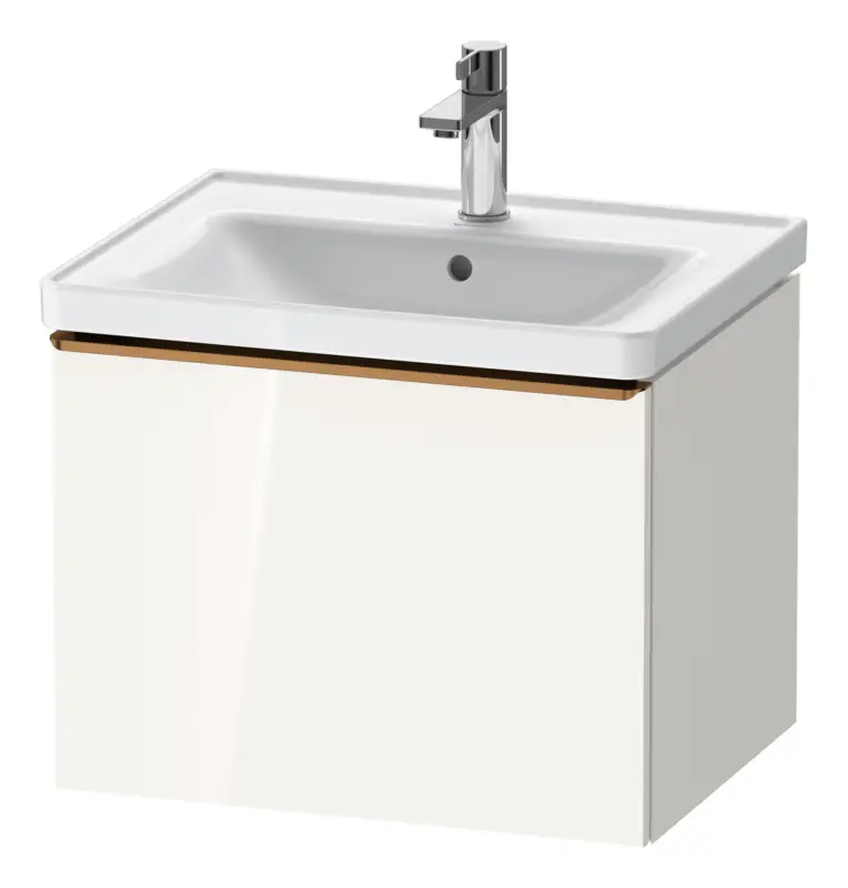 Duravit D-Neo Waschtischunterschrank mit 1 Auszug Griff Bronze Gebürstet 584 x 440 x 452 mm - Weiß Hochglanz Markenware