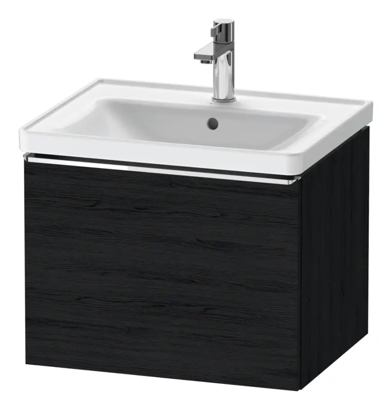 Duravit D-Neo Waschtischunterschrank mit 1 Auszug Griff Chrom Hochglanz 584 x 440 x 452 mm - Eiche Schwarz Matt Highlight