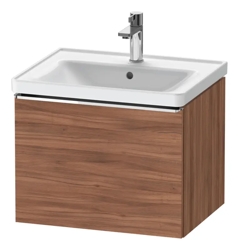 Duravit D-Neo Waschtischunterschrank mit 1 Auszug Griff Chrom Hochglanz 584 x 440 x 452 mm - Nussbaum Natur Matt Highlight