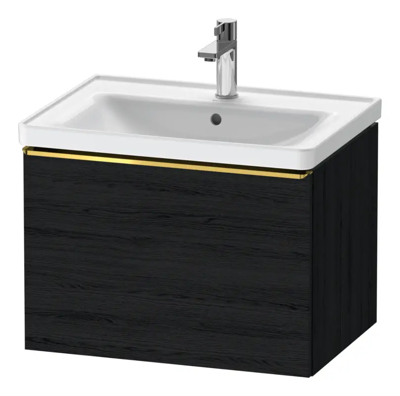 Duravit D-Neo Waschtischunterschrank mit 1 Auszug Griff Gold Poliert 634 x 440 x 452 mm - Eiche Schwarz Matt Neue Ware