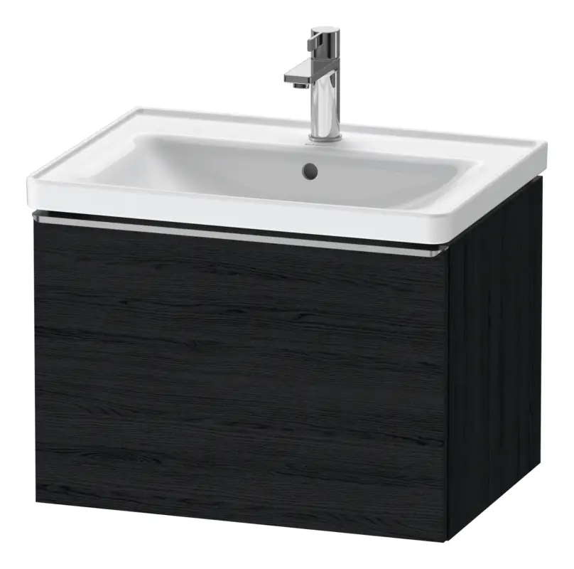 Schneller Versand Duravit D-Neo Waschtischunterschrank mit 1 Auszug Griff Edelstahl Gebürstet 634 x 440 x 452 mm - Eiche Schwarz Matt