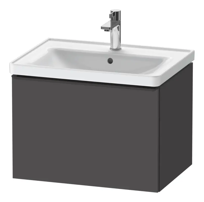 Duravit D-Neo Waschtischunterschrank mit 1 Auszug Griff Diamantschwarz Matt 634 x 440 x 452 mm - Graphit Matt Markenprodukt
