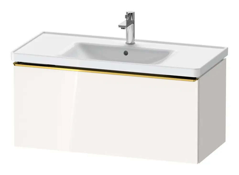 Super-Preis Duravit D-Neo Waschtischunterschrank mit 1 Auszug Griff Gold Poliert 984 x 440 x 452 mm - Weiß Hochglanz
