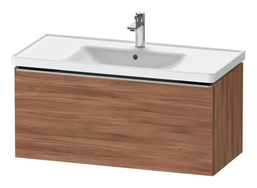 Duravit D-Neo Waschtischunterschrank mit 1 Auszug Griff Edelstahl Gebürstet 984 x 440 x 452 mm - Nussbaum Natur Matt Geprüft