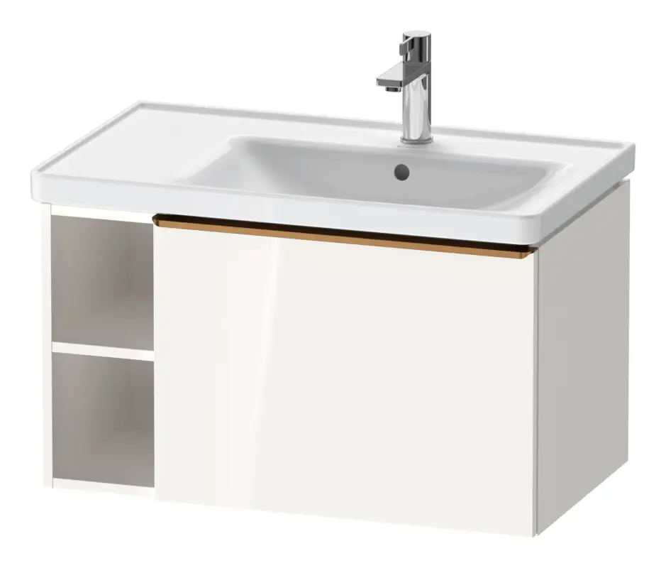Neue Kollektion Duravit D-Neo Waschtischunterschrank mit 1 Auszug und 2 Fächern links Griff Bronze Gebürstet 784 x 440 x 452 mm - Weiß Hochglanz