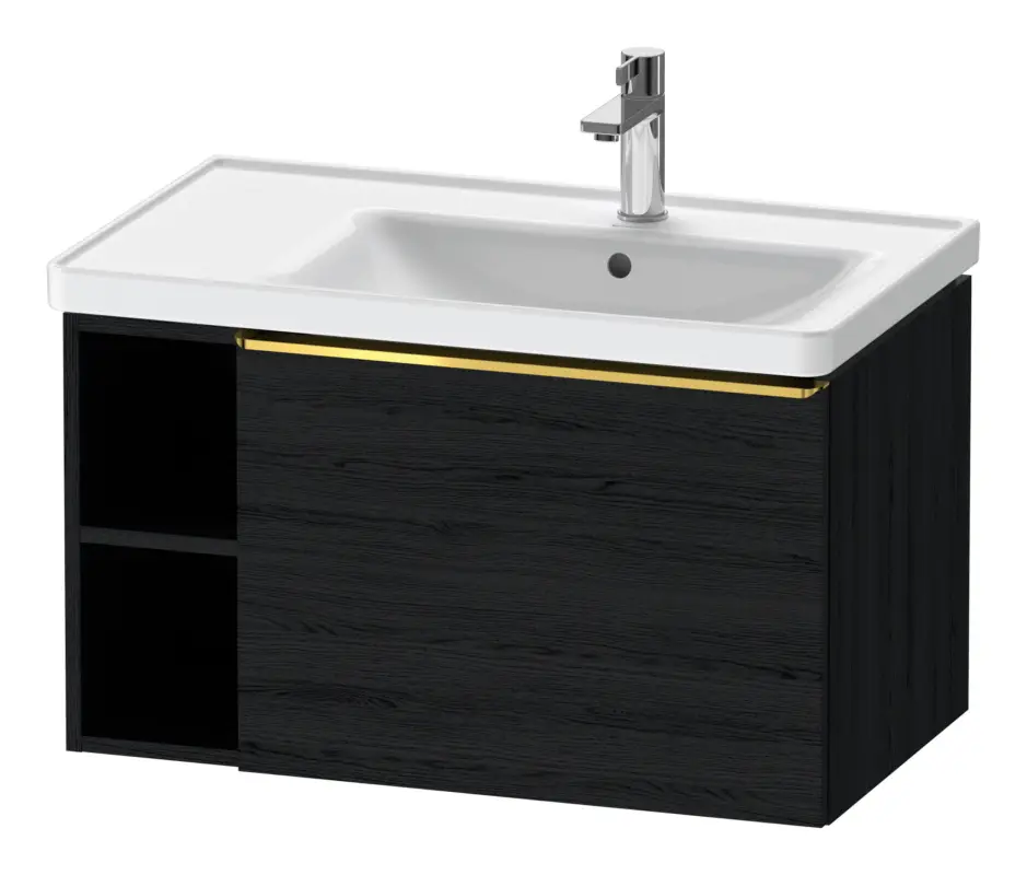 Preiswert Duravit D-Neo Waschtischunterschrank mit 1 Auszug und 2 Fächern links Griff Gold Poliert 784 x 440 x 452 mm - Eiche Schwarz Matt