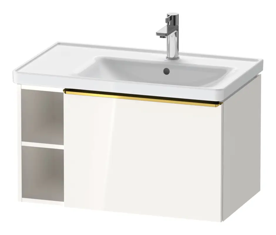 Duravit D-Neo Waschtischunterschrank mit 1 Auszug und 2 Fächern links Griff Gold Poliert 784 x 440 x 452 mm - Weiß Hochglanz Highlight
