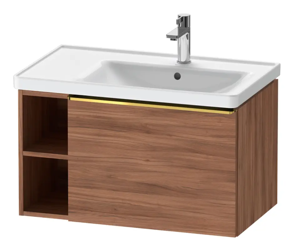 Duravit D-Neo Waschtischunterschrank mit 1 Auszug und 2 Fächern links Griff Gold Poliert 784 x 440 x 452 mm - Nussbaum Natur Matt Jetzt Bestellen