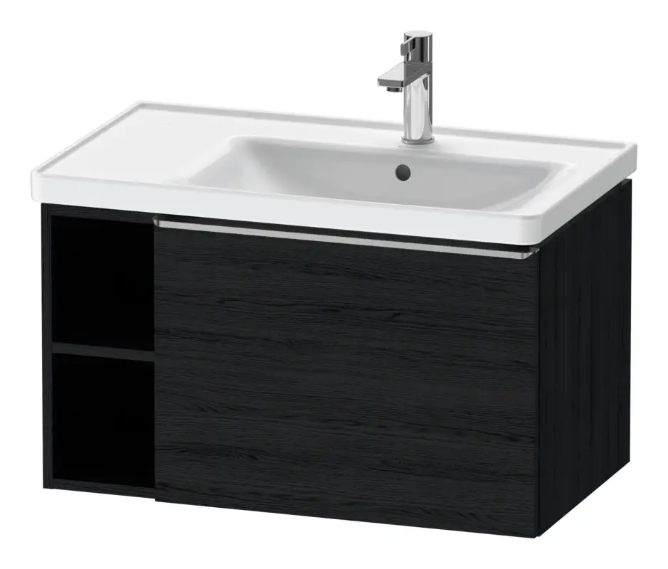 Duravit D-Neo Waschtischunterschrank mit 1 Auszug und 2 Fächern links Griff Edelstahl Gebürstet 784 x 440 x 452 mm - Eiche Schwarz Matt Bestseller
