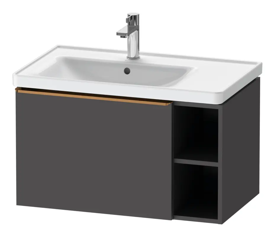 Bestpreis Duravit D-Neo Waschtischunterschrank mit 1 Auszug und 2 Fächern rechts Griff Bronze Gebürstet 784 x 440 x 452 mm - Graphit Matt