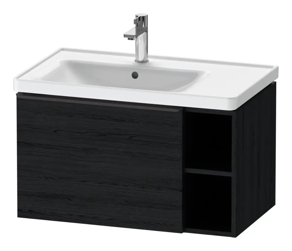 Wochenendangebot Duravit D-Neo Waschtischunterschrank mit 1 Auszug und 2 Fächern rechts Griff Diamantschwarz Matt 784 x 440 x 452 mm - Eiche Schwarz Matt