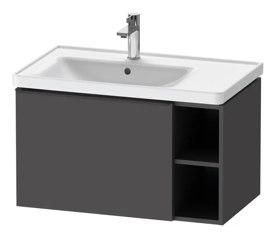 Sale Duravit D-Neo Waschtischunterschrank mit 1 Auszug und 2 Fächern rechts Griff Diamantschwarz Matt 784 x 440 x 452 mm - Graphit Matt