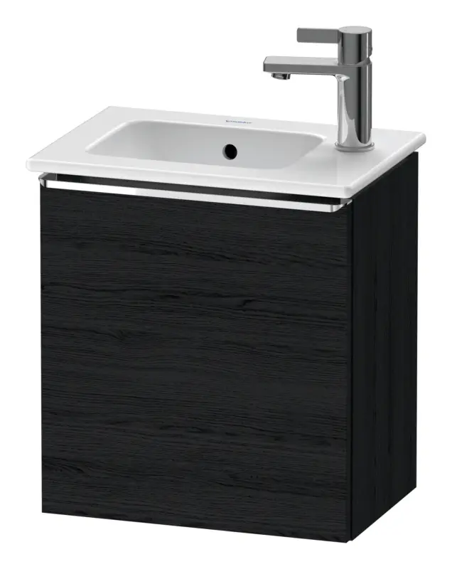 Markenprodukt Duravit D-Neo Waschtischunterschrank mit 1 Tür Anschlag links Griff Chrom Hochglanz 410 x 440 x 274 mm - Eiche Schwarz Matt