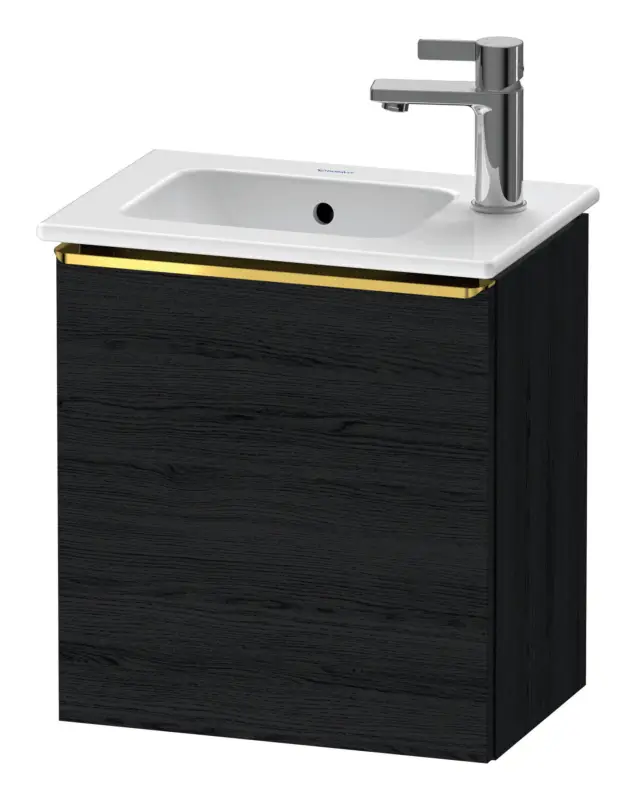 Highlight Duravit D-Neo Waschtischunterschrank mit 1 Tür Anschlag links Griff Gold Poliert 410 x 440 x 274 mm - Eiche Schwarz Matt