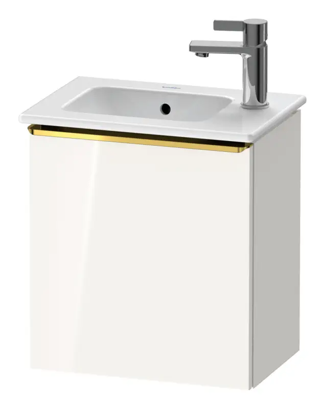 Duravit D-Neo Waschtischunterschrank mit 1 Tür Anschlag links Griff Gold Poliert 410 x 440 x 274 mm - Weiß Hochglanz Must-Have
