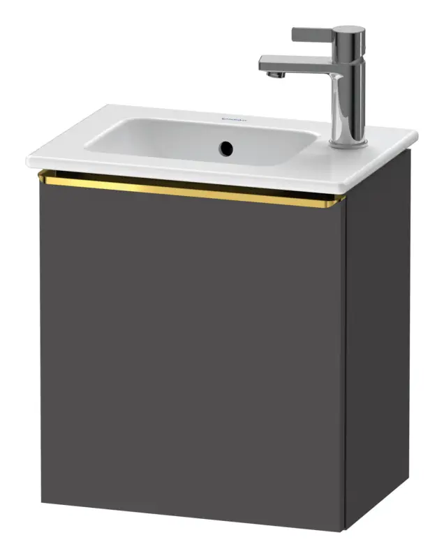 Versand Am Gleichen Tag Duravit D-Neo Waschtischunterschrank mit 1 Tür Anschlag links Griff Gold Poliert 410 x 440 x 274 mm - Graphit Matt