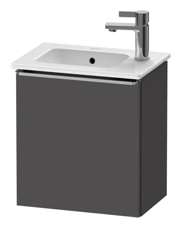 Duravit D-Neo Waschtischunterschrank mit 1 Tür Anschlag links Griff Edelstahl Gebürstet 410 x 440 x 274 mm - Graphit Matt Garantierte Lieferung