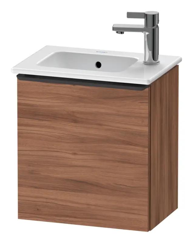 Rabatt Duravit D-Neo Waschtischunterschrank mit 1 Tür Anschlag links Griff Diamantschwarz Matt 410 x 440 x 274 mm - Nussbaum Natur Matt