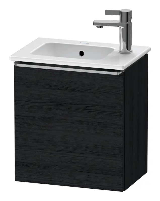 Duravit D-Neo Waschtischunterschrank mit 1 Tür Anschlag rechts Griff Edelstahl Gebürstet 410 x 440 x 274 mm - Eiche Schwarz Matt Garantierte Lieferung