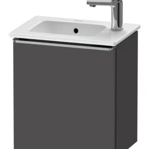 Abverkauf Duravit D-Neo Waschtischunterschrank mit 1 Tür Anschlag rechts Griff Edelstahl Gebürstet 410 x 440 x 274 mm - Graphit Matt