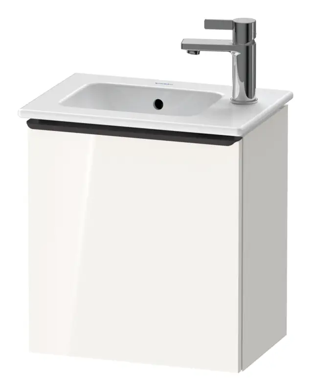 Echt Duravit D-Neo Waschtischunterschrank mit 1 Tür Anschlag rechts Griff Diamantschwarz Matt 410 x 440 x 274 mm - Weiß Hochglanz