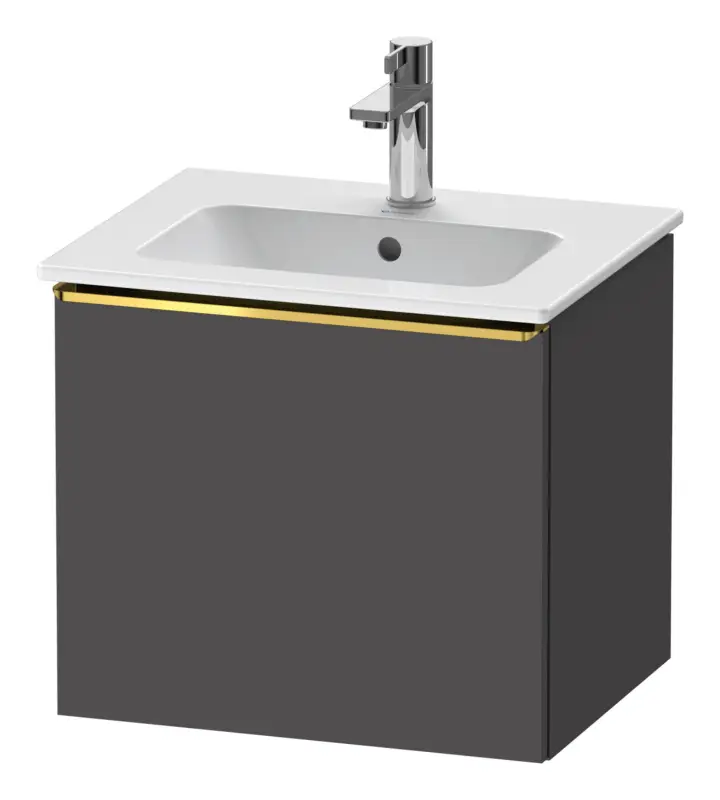 Duravit D-Neo Waschtischunterschrank mit 1 Auszug Griff Gold Poliert 510 x 440 x 402 mm - Graphit Matt Echt