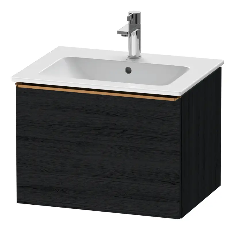 Duravit D-Neo Waschtischunterschrank mit 1 Auszug Griff Bronze Gebürstet 610 x 440 x 462 mm - Eiche Schwarz Matt Billig