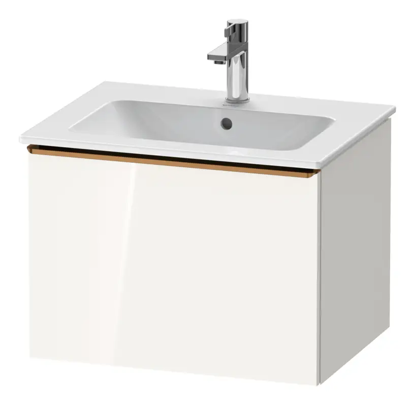 Duravit D-Neo Waschtischunterschrank mit 1 Auszug Griff Bronze Gebürstet 610 x 440 x 462 mm - Weiß Hochglanz Preiswert